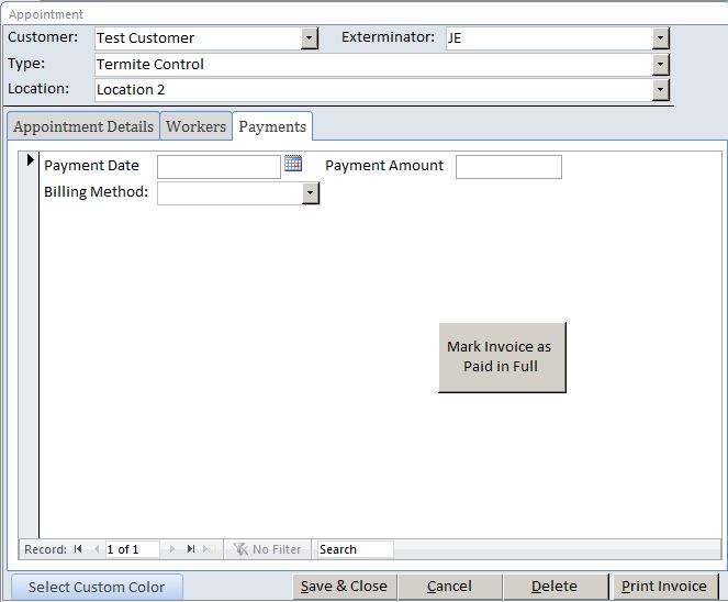 Pest Exterminator Appointment Tracking Template Outlook Style | Appointment Tracking Database